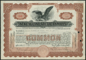 USA: New England Southern Mills, common stock, 1924