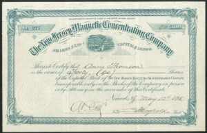 USA: New Jersey Magnetic Concentrating Co., $5 shares, 1898