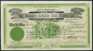 USA: Shannon-Dolphin Gold Mining Co., 5 cent shares, 1899