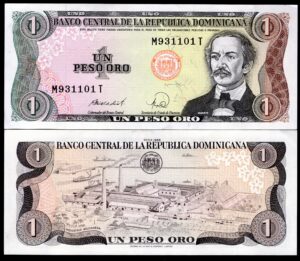 Dominican Republic, Banco Central, 1 peso oro,1988, series M---T (WPM 126c). AU-UNC.