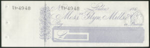 Messrs Glyn, Mills & Co., London, 1861, unused cheque