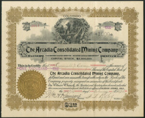 USA: Arcadia Consolidated Mining Co., Colorado, $1 shares, 1901