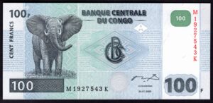 Congo, Banque Centrale, 100 francs, 4-1-2000, M1927543K (WPM 92a). UNC.