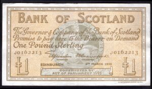 Scotland, Bank of Scotland, £1, 8-3-1949 (PMS BA98b). VF.