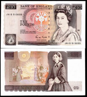 Bank of England, Gill, £10, (1988), series JN15 (Duggleby B354). AU-UNC.