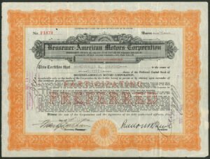 USA: Bessemer-American Motors Corporation, preferred shares, 1923