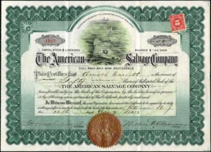 U.S.A.: American Salvage Company (NJ), $1 shares, 1916