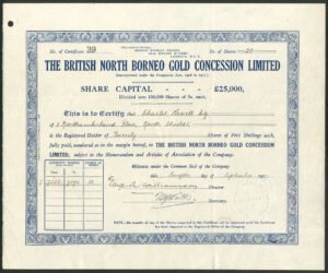 British North Borneo: British North Borneo Gold Concession Limited, 5 shilling shares, 1927 - Image 1