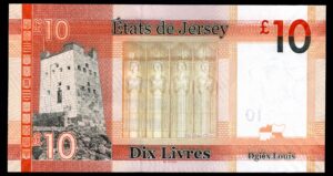 Jersey, States Issue, £10 (2010), 1st series, very high number AD999986 (BYB JE35). AU-UNC. - Image 2