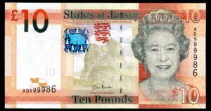 Jersey, States Issue, £10 (2010), 1st series, very high number AD999986 (BYB JE35). AU-UNC.