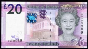 Jersey, States Issue, £20 (2010), very high numbers BD9999-- (BNYB JE44). AUNC.