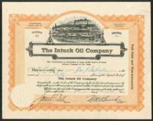 USA: Intuck Oil Company, Indiana, shares, no par value, 1922