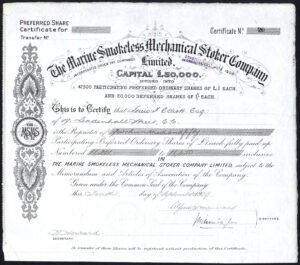 Marine Smokeless Mechanical Stoker Company Limited, £1 ordinary shares, 1910