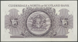 Scotland, Clydesdale & North of Scotland Bank Ltd., £5, 1-3-1960, last series A/B (PMS CL25d). AUNC. - Image 2