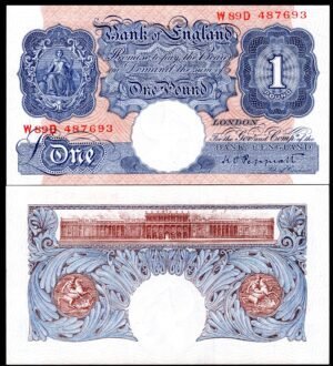 Bank of England, Peppiatt, £1 (1940), series W89D (Duggleby B249). AU-UNC.