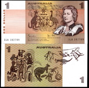 Australia, Reserve Bank, $1, Johnston-Stone (1982), series DJA (Pick 42d). UNC.