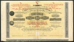 Hungary: Banque Centrale Hypothecaire de Caisses d'Epargne, 200 korona share, 1923