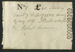 Scotland: Sir William Forbes, J. Hunter & Co., unused cheque, Edinburgh 18[22] - Image 2