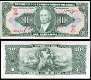 Brazil, Estados Unidos Do Brasil, 10 cruzeiros (1950), 007654 (WPM 143). Crisp VF. - Image 1