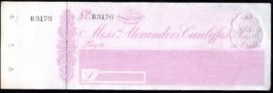 Messrs Alexanders, Cunliffes & Co., Lombard Street, London, 18[64], unused Order cheque