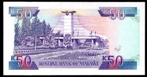 Malawi, Reserve Bank, 50 kwacha, 1-6-1990, AA 290445 (WPM 28a). EF. - Image 2