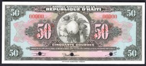 Haiti, Banque Nationale, 50 gourdes (c.1951), specimen 00000 (WPM 183s). AU-UNC.