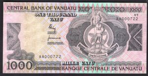 Vanuatu, Central Bank of Vanuatu, 1,000 vatu (1982), AA000722 (WPM 3a). UNC. - Image 1
