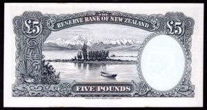 New Zealand, Reserve Bank of New Zealand, £5, (1965), Fleming signature, last series 12L 970863 (Pick 160d). AUNC. - Image 2