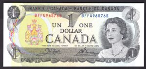Canada, Bank of Canada, $1, Crow-Bouey, 1973, BFF 4965765 (Pick 85c). UNC.