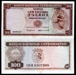 Timor, Banco Nacional Ultramarino, 100 escudos, 25-4-1963, consecutives available (WPM 28a). AU. - Image 1
