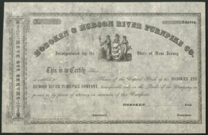 U.S.A: Hoboken and Hudson River Turnpike Co., unissued certificate for $50 shares, 185-