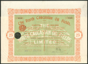Russia: North Caucasian Oil Fields Ltd., 25 bearer shares, 1922, cap. £1,000,000