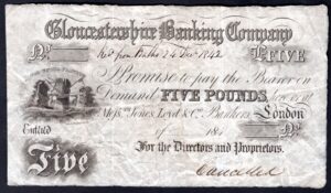 Gloucestershire Banking Company, £5, 184-, specimen