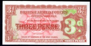 GB Military; British Armed Forces, 3 pence (1948), threaded variety. (Pick M16a). Crisp GVF.