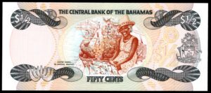 Bahamas, Central Bank, fifty cents, law 1974 (iss 1984), A203278 (WPM 43a). AU-UNC. - Image 2