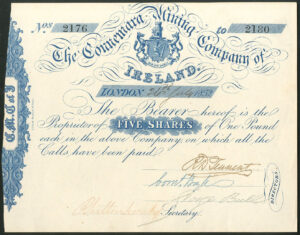 Ireland, Connemara Mining Co. of Ireland, five shares, 1852