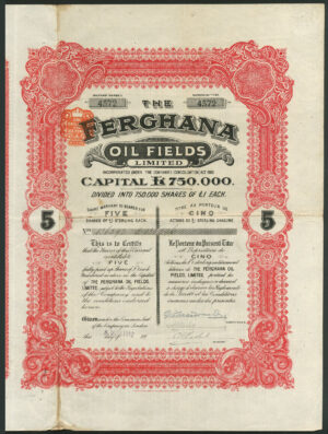 Russia: Ferghana Oil Fields Ltd., 5 shares of £1 each, 1912 - Image 1