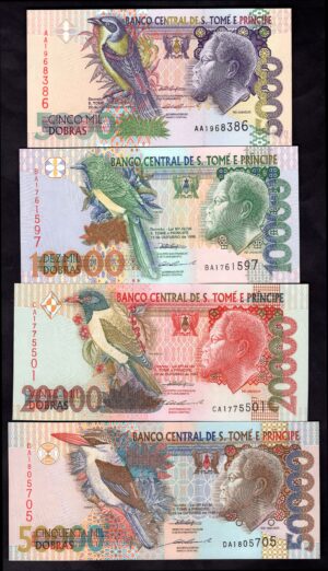 St Thomas & Prince, Banco Central, 4 notes, 1996 (WPM 65b, 66b, 67b & 68b).