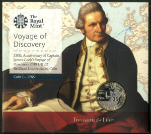 2018 250th Anniversary of Captain James Cook, £2 BU coin pack, COIN 1, Royal Mint - Image 1