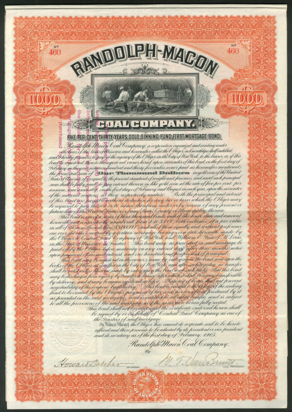 Randolph-Macon Coal bond