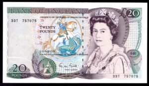 Bank of England, Gill, £20 (1988), 33T 757075 (Dugg. B355). NEF.