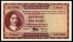 South Africa, Reserve Bank, 1 rand, (1961), last run for signature A/41, (Pick 103a). AUNC.