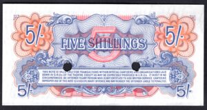 GB Military, British Armed Forces, 5 shillings (C.1961), cancelled, (WPM M20d). VF-EF. - Image 2