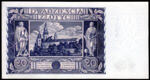 Poland, Bank Polski, 20 zloty, 11-11-1936, Series AJ (WPM 77). AU-UNC. - Image 2