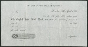 English Joint Stock Bank, Limited, In liquidation, payable at the Bank of England, London, 15th April 1868. - Image 1