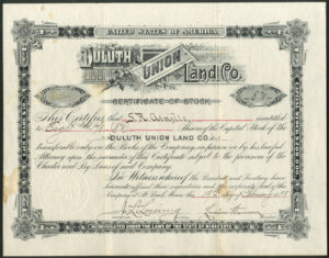U.S.A: Duluth Union Land Co., $50 shares, 18[89]