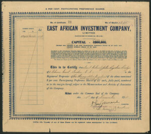 Kenya: East African Investment Co. Ltd., £1 preference shares, 1935