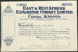 Gold Coast/Nigeria: East & West African Exploration Co. Ltd., 2/- shares, 1922