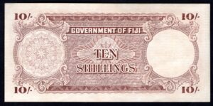 Fiji, Government Issue, 10 shillings, 1st October 1965, C/8 173631 (Pick52e). NEF. - Image 2
