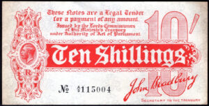 Treasury, Bradbury, 1st issue, 10 shillings, (1914) (EPM T9).